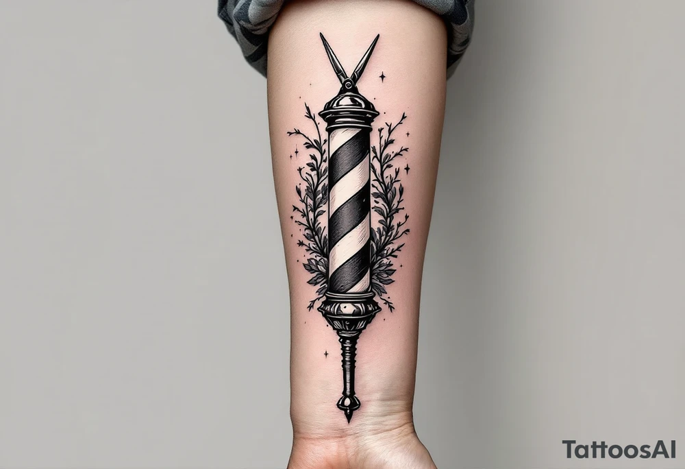 Barber pole 💈 with Scissors tattoo idea