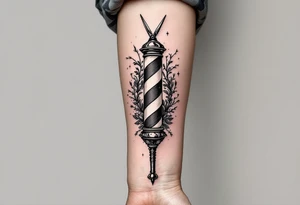 Barber pole 💈 with Scissors tattoo idea