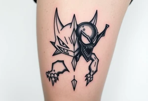 GENGAR FROM POKÉMON AND VENOM FROM MARVEL FUSION tattoo idea