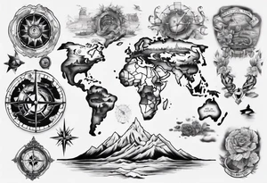 maps full arm tattoo idea