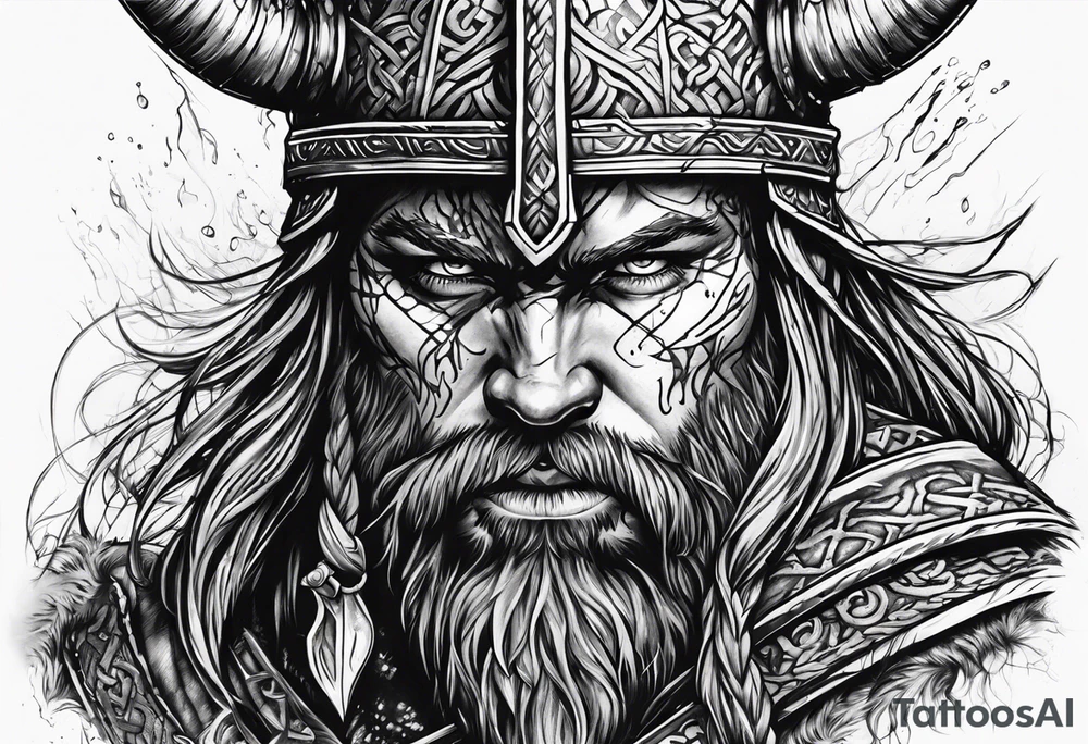 Viking warrior bleeding to death tattoo idea