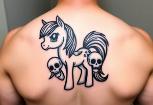 Demonic my little pony with skulls tattoo idea