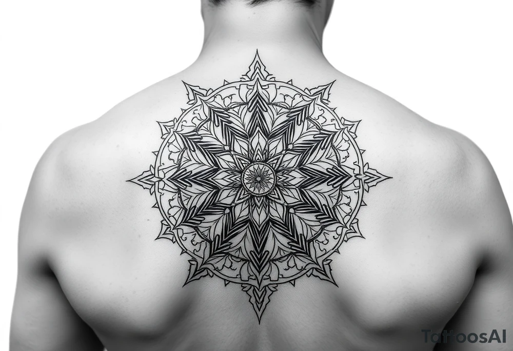 intricate mandala with sacred geometry and cosmic elements tattoo idea