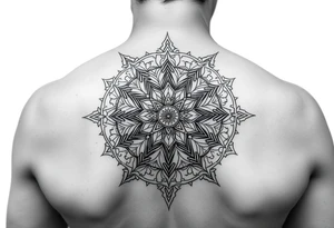 intricate mandala with sacred geometry and cosmic elements tattoo idea