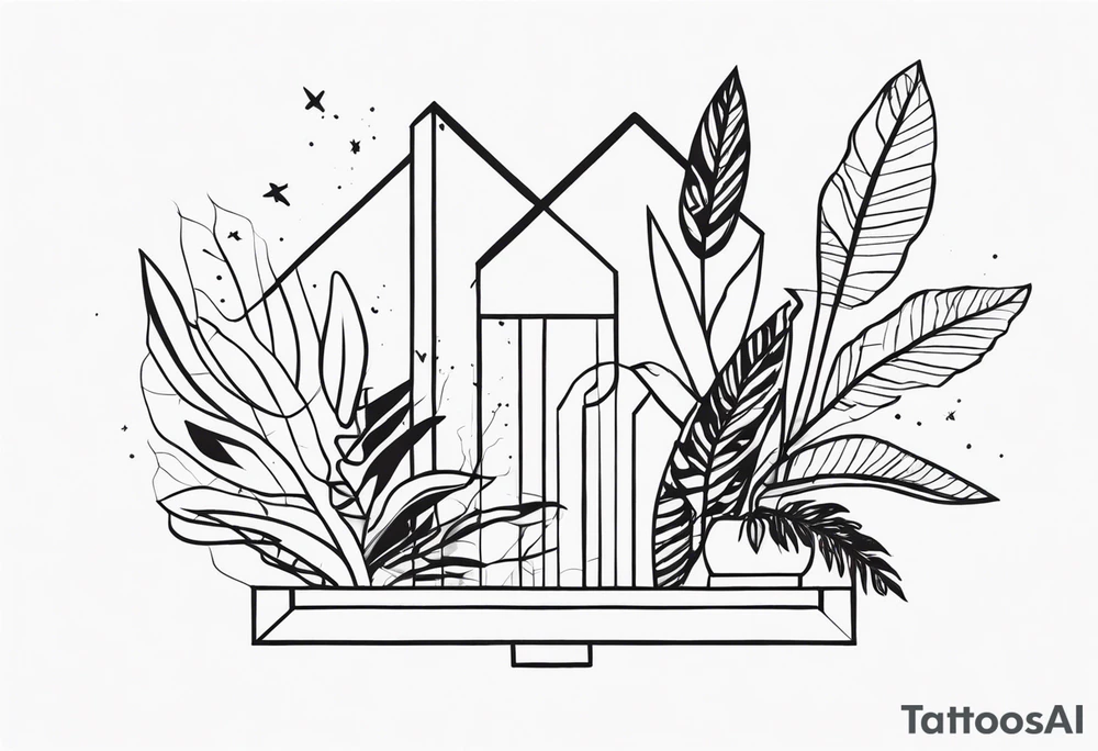 Planta com pássaros e escrita liberdade tattoo idea