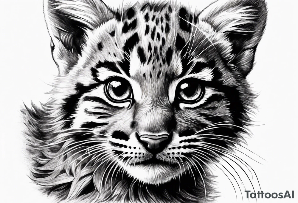 Super cute happy wildcat cub tattoo idea