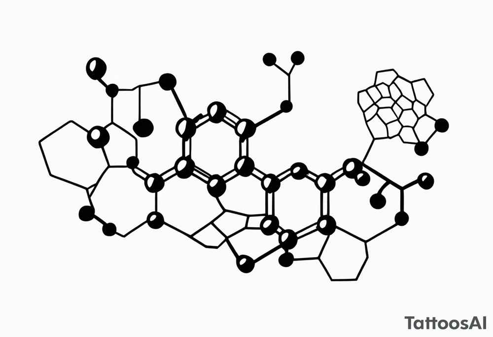 serotonin molecule with its atoms and bonds tattoo idea