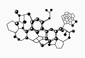 serotonin molecule with its atoms and bonds tattoo idea