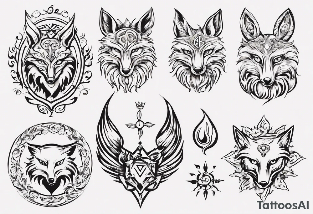 symbol eines Kriegers Wasser Eule Sonne Fuchs
un der Schriftzug : "Sapere Aude" tattoo idea