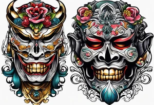Japanese death mask tattoo idea