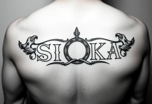 Create a tattoo with the word the word SITKA and a claddagh ring tattoo idea