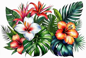 Tropical plants sleeve tattoo idea