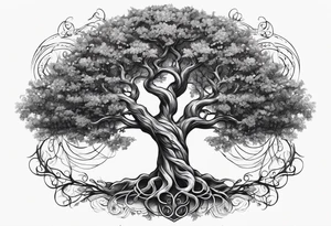 Dark twisted tree of life tattoo idea
