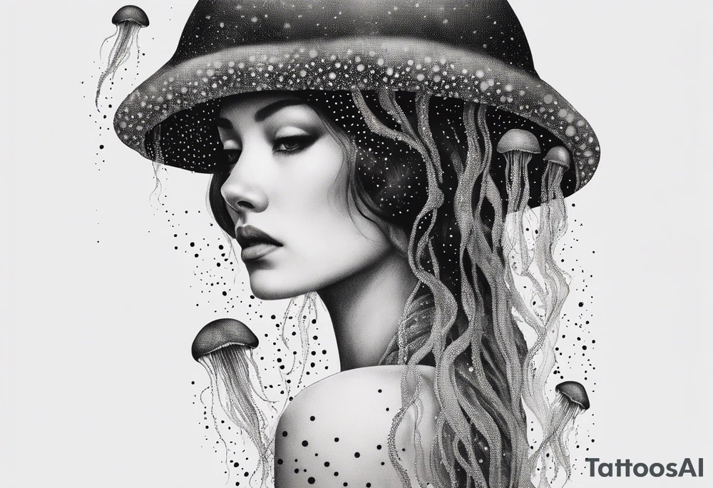 jellyfish woman tattoo idea