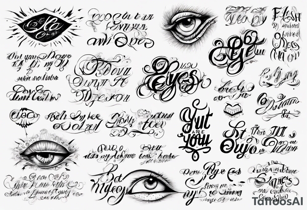 The text “but my eyes are on You” in thin, cursive lettering tattoo idea The text “but my eyes are on You” in thin, cursive lettering tattoo idea