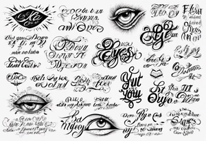 The text “but my eyes are on You” in thin, cursive lettering tattoo idea