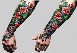 two thorn vines wrapping around arm tattoo idea