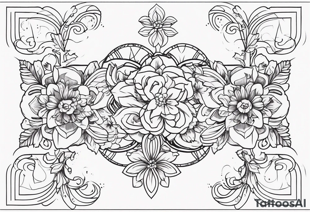Cybersigilism mixed with floral design tattoo idea