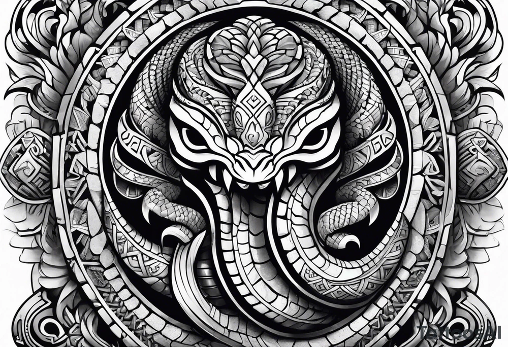 aztec snake sleeve tattoo idea
