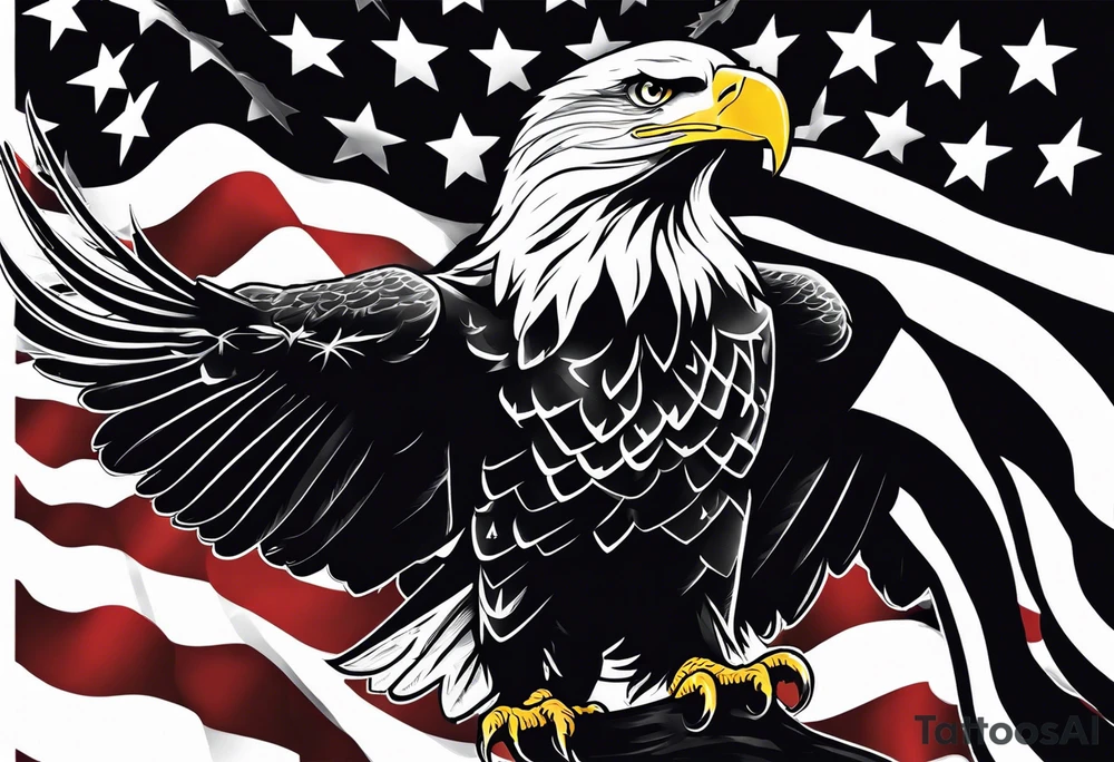 American flag with bald eagle flying tattoo idea American flag with bald eagle flying tattoo idea