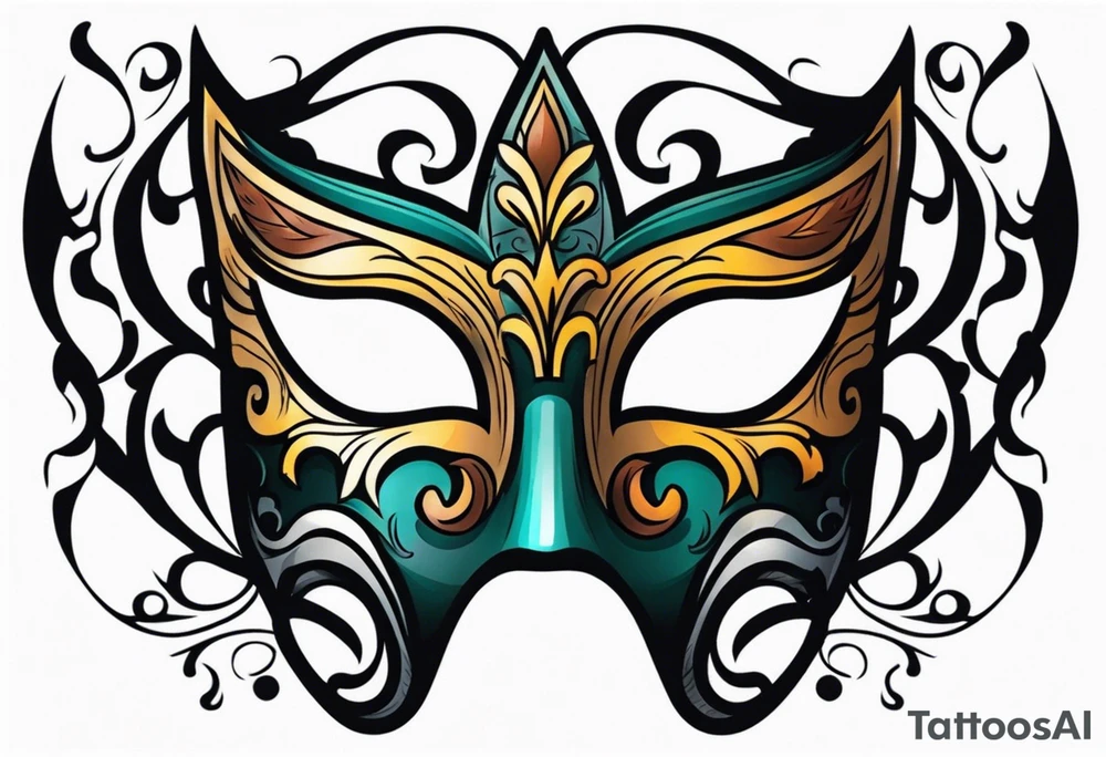Male masquerade mask with smoke tattoo idea