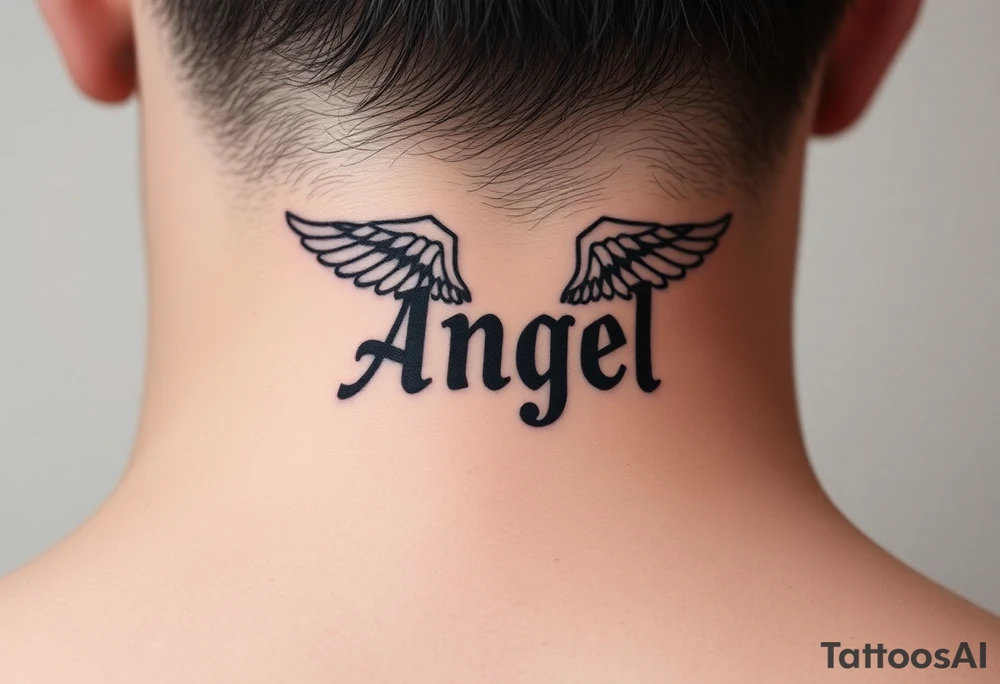 angel baby font with background tattoo idea
