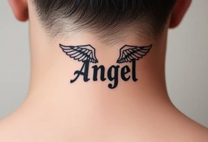 angel baby font with background tattoo idea