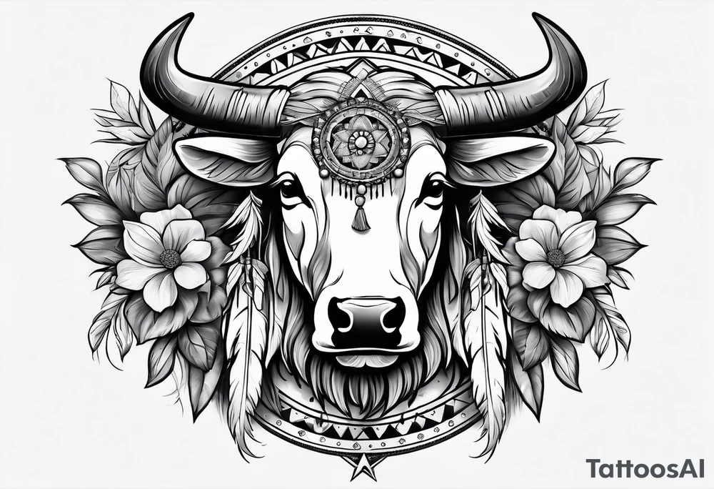 Native american taurus, flowers, dream catcher, tattoo idea Native american taurus, flowers, dream catcher, tattoo idea