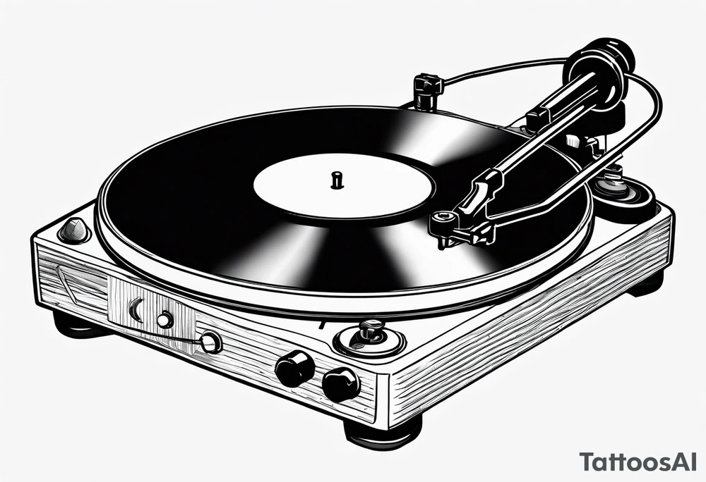 A recordplayer fineline minimalistic in one line tattoo idea