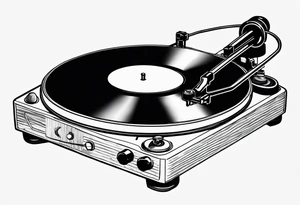 A recordplayer fineline minimalistic in one line tattoo idea