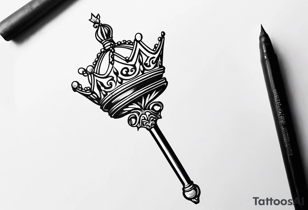 feminine scepter with a crown tattoo idea