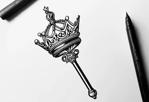 feminine scepter with a crown tattoo idea