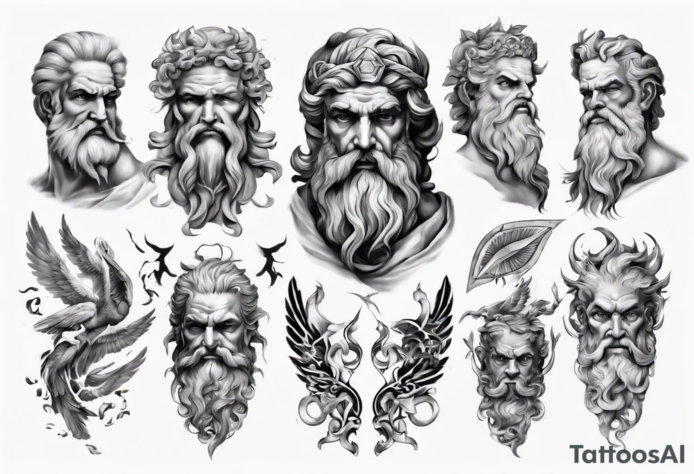 greek zeus sleeve tattoo idea