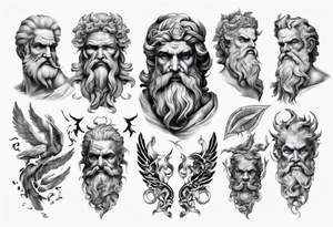 greek zeus sleeve tattoo idea