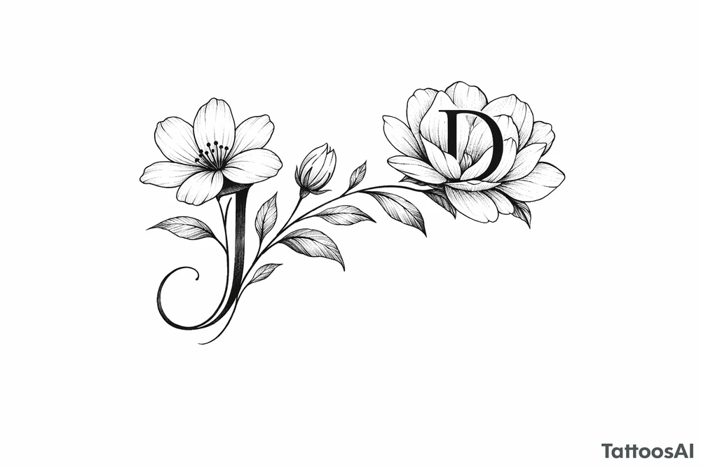 hide a J and D in a tatto of a flowers tattoo idea