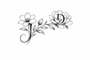 hide a J and D in a tatto of a flowers tattoo idea