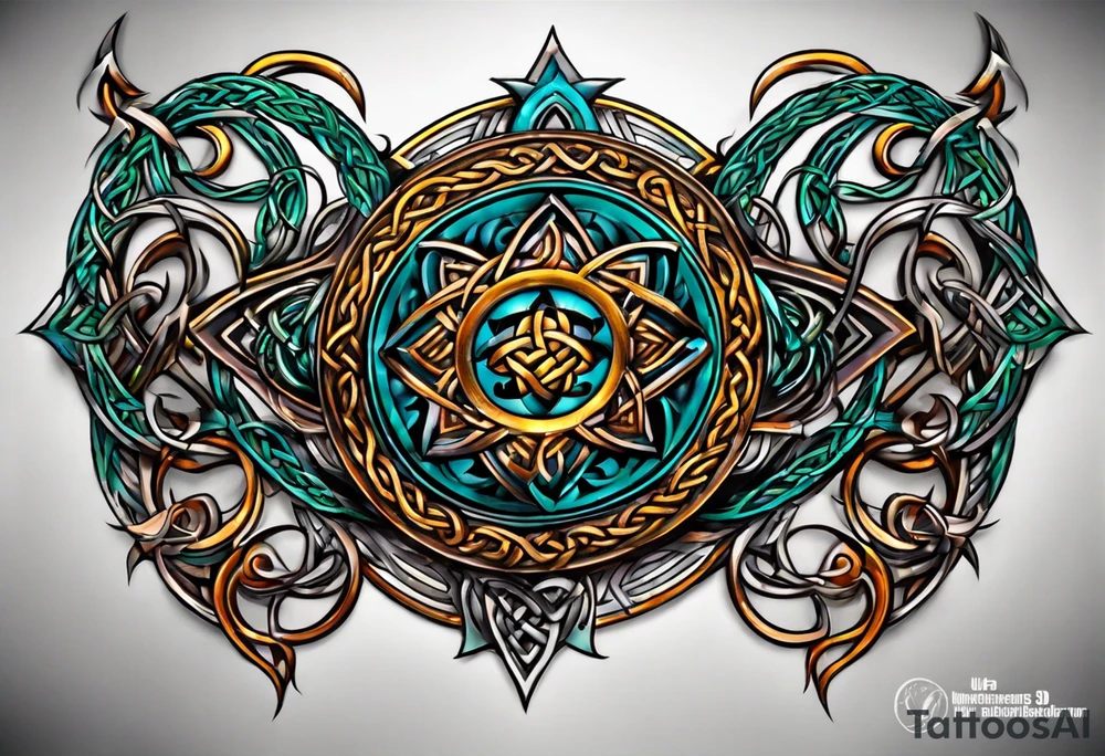 3d colored shoulder Celtic tattoo tattoo idea