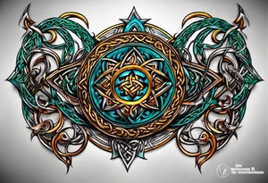 3d colored shoulder Celtic tattoo tattoo idea