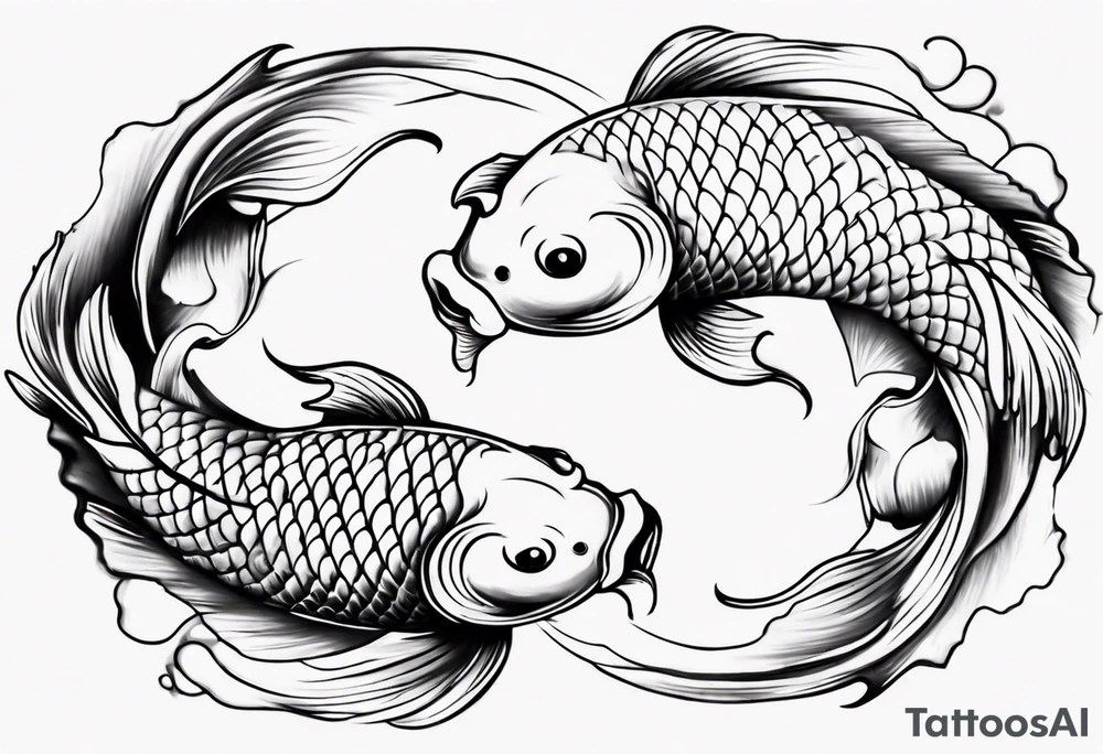 two koi fish meeting to make a yin yang tattoo idea