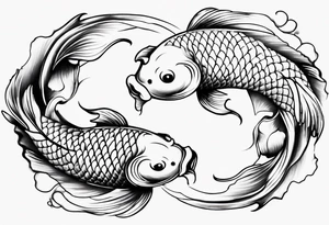 two koi fish meeting to make a yin yang tattoo idea