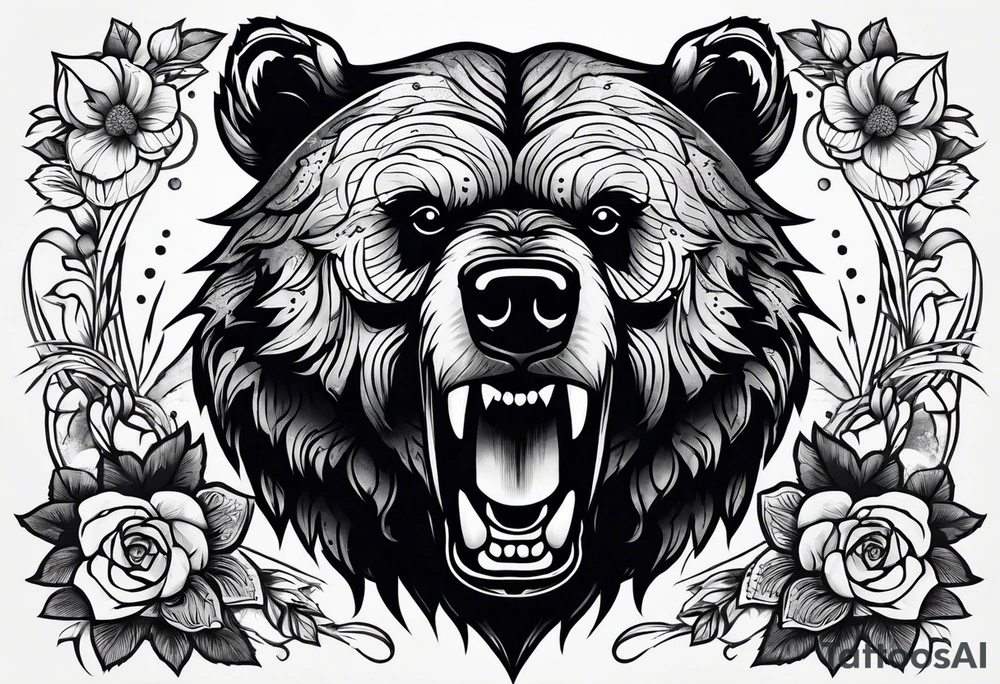 angry bear tattoo idea