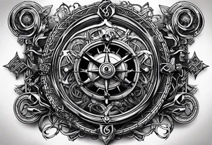 Traditional Celtic styled knot work combined with a steampunk biomechanical sleeve design and has a pirate compass in it tattoo idea
