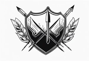 side veiw of flaming arrows hitting shield tattoo idea