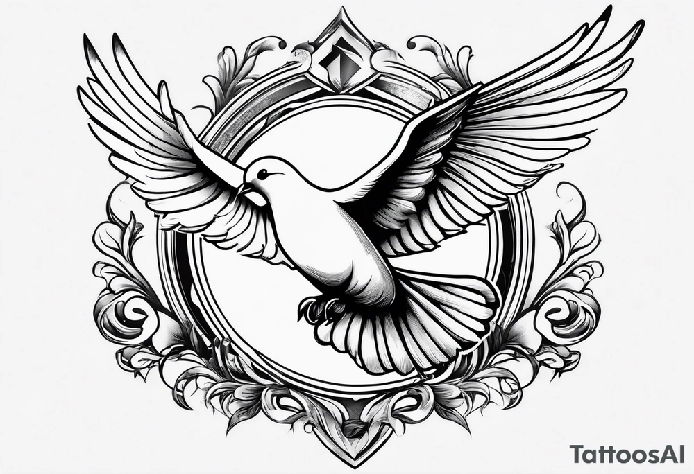 Dove in rays of light tattoo idea