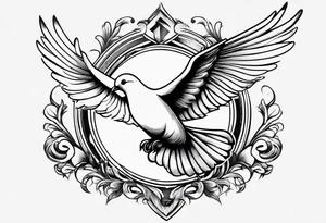 Dove in rays of light tattoo idea