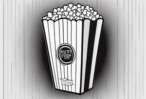 Traditional cinema Popcorn box with vertical stripes, fine line tattoo idea