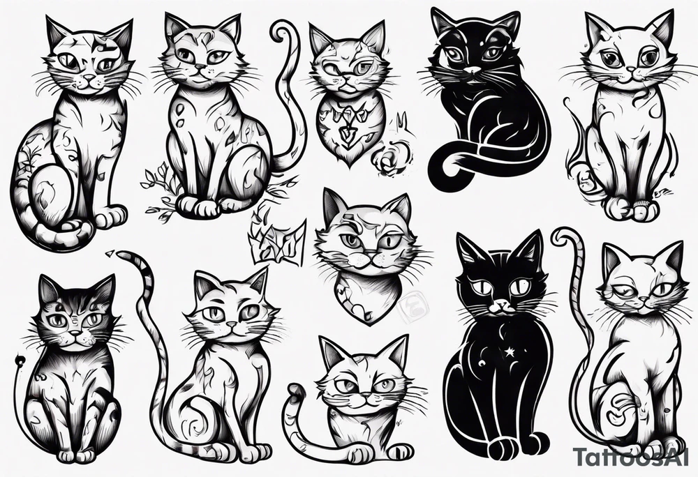 funny cat tattoo idea