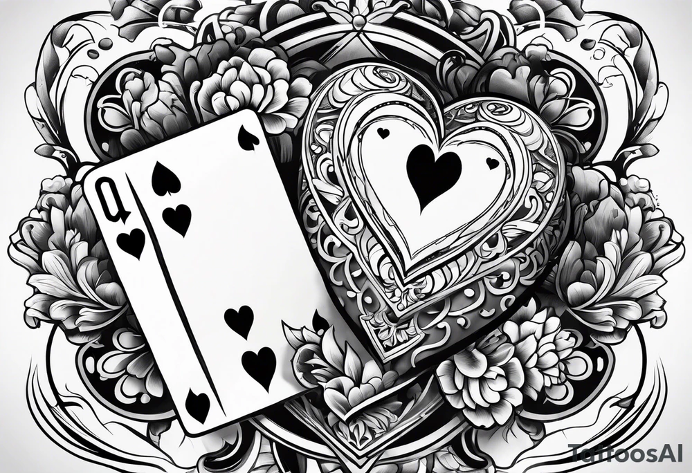 royal flush of hearts tattoo idea