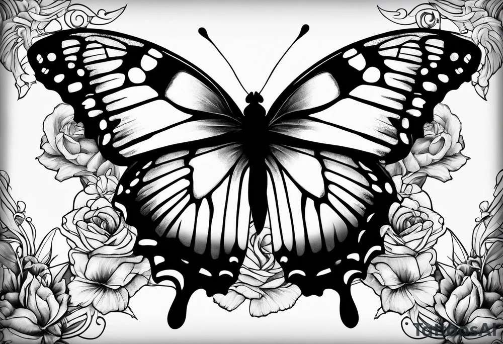 Butterflies and oceans tattoo idea