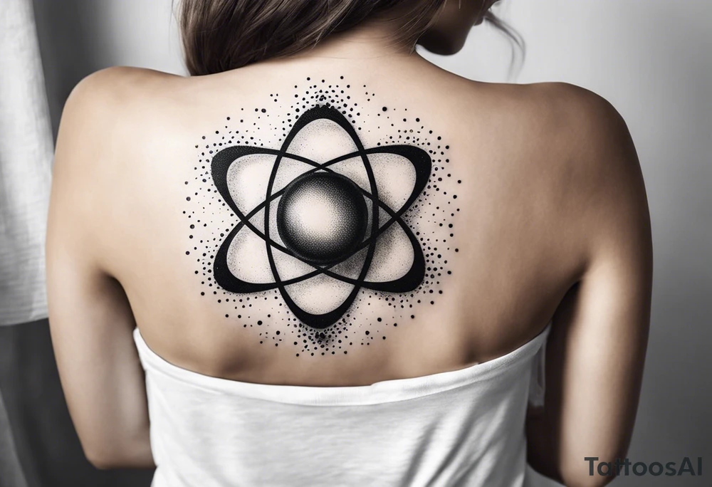 atom with quantum wave of electrons tattoo idea